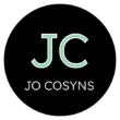 Logo van Jo Cosyns. Een zwarte cirkel met de initialen JC, alsook de volledige naam van Jo Cosyns.